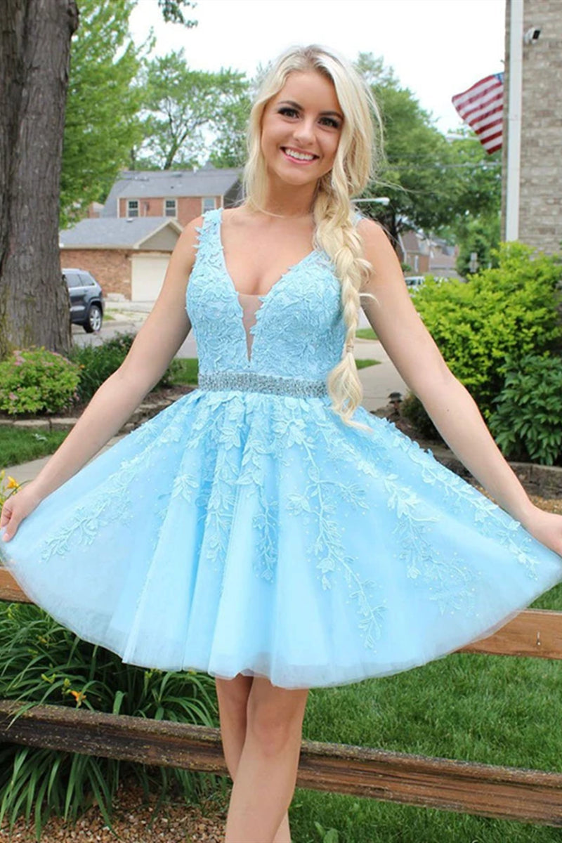 Lovely A-Line Appliques Corset Homecoming Dress BM bride
