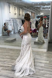 BMbride Spaghetti Straps Pretty Mermaid V Neck Backless Lace Elegant Wedding Dresses BMbride
