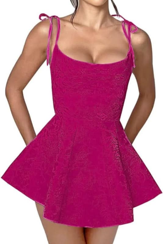 Satin Mini Party Dress with Spaghetti Straps, Sleeveless Jacquard Homecoming Gown BM bride