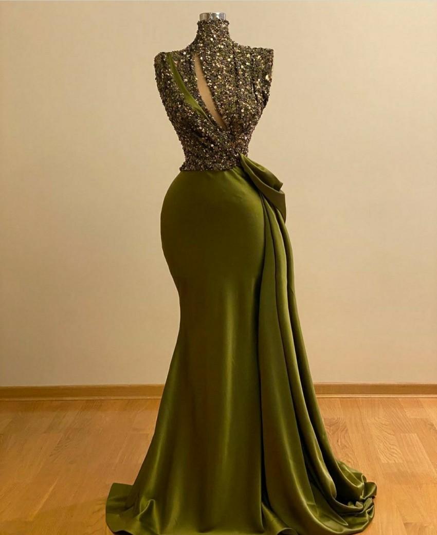 BMbride Sparkly Green Sequins Mermaid Prom Dresses BMbride