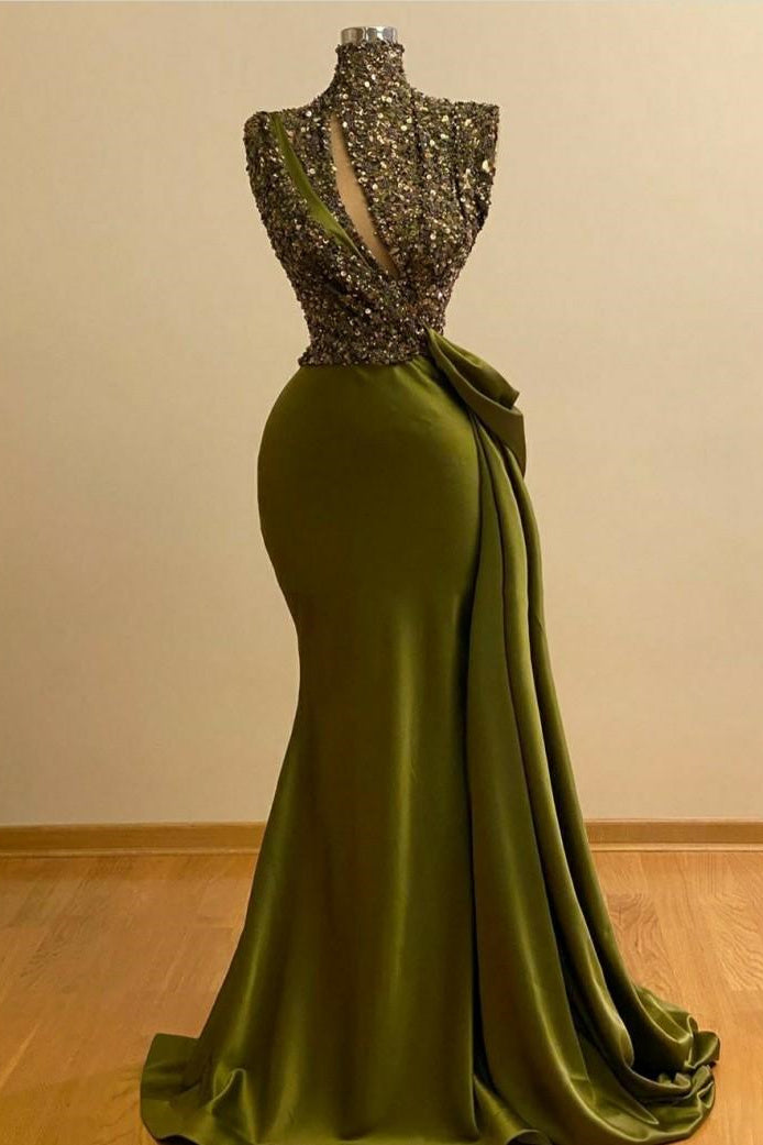 BMbride Sparkly Green Sequins Mermaid Prom Dresses BMbride