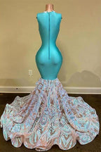 BMbride Sparkly Mermaid Glitter Floral Lace Floor-Length Prom Dress BMbride