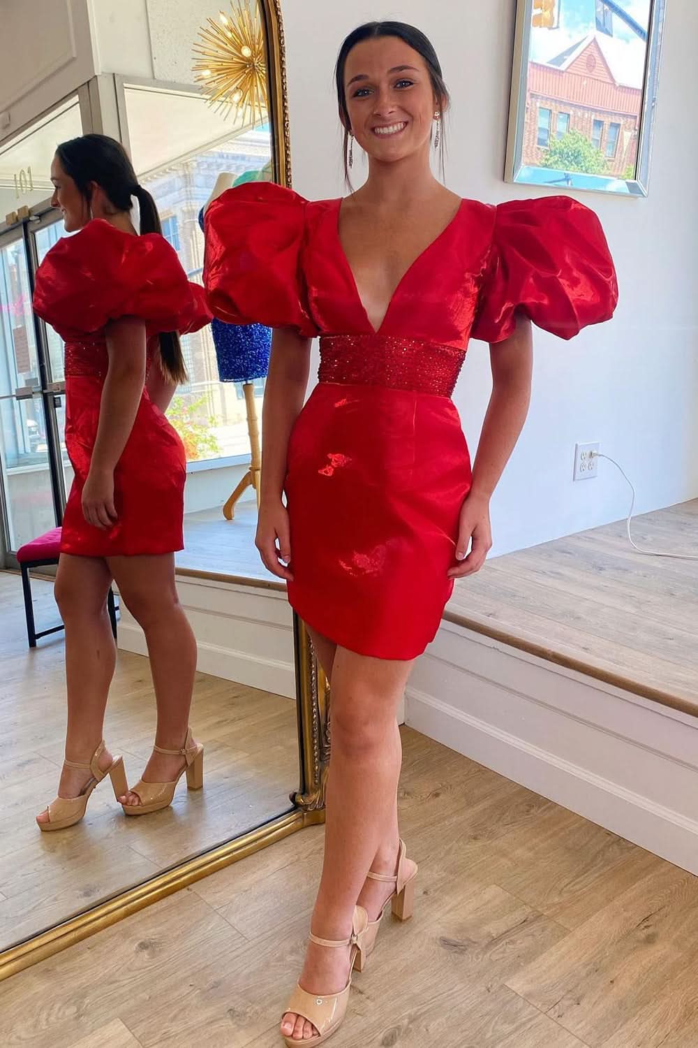 Vibrant Hot Pink One Shoulder Sheath Homecoming Dress with Playful Bows BM bride