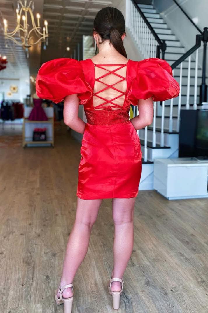 Vibrant Hot Pink One Shoulder Sheath Homecoming Dress with Playful Bows BM bride
