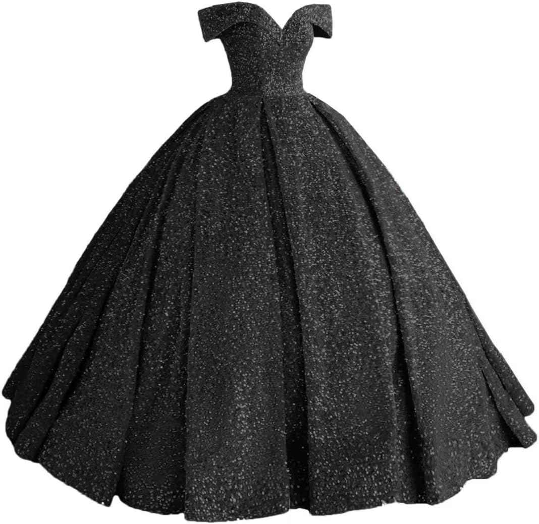 Sparkly Sequin Prom Dresses Long Ball Gown Off Shoulder Quinceanera Dresses Puffy Glitter Evening Party Dresses - Bmbride