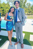 Chic Sparkly Silver Scoop Neck Mirror Tight Short Homecoming Dress BM bride