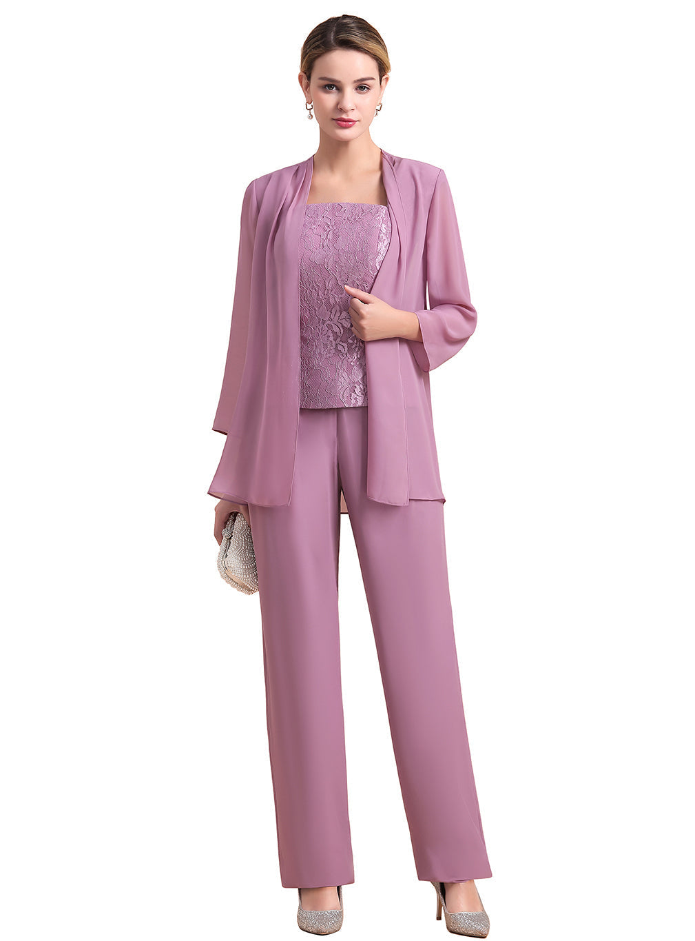 Square Cap-Sleeves Lace Chiffon Jumpsuit BMbride