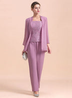 Square Cap-Sleeves Lace Chiffon Jumpsuit BMbride