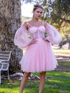 Elegant A-Line Sweetheart White Corset Homecoming Dress BM bride