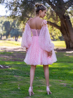 Elegant A-Line Sweetheart White Corset Homecoming Dress BM bride