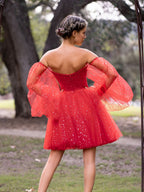 Sweetheart Neck Starlit Cloud Mini Length Dress BM bride