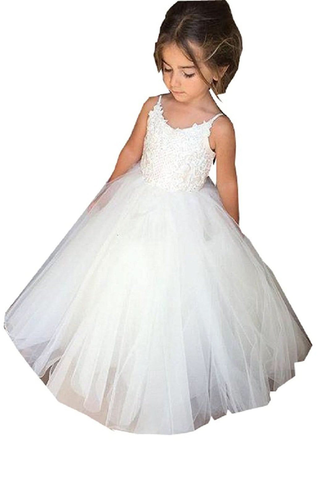 BMbride Square Neckline Sleeveless Ball Gown Flower Girls Dress BMbride