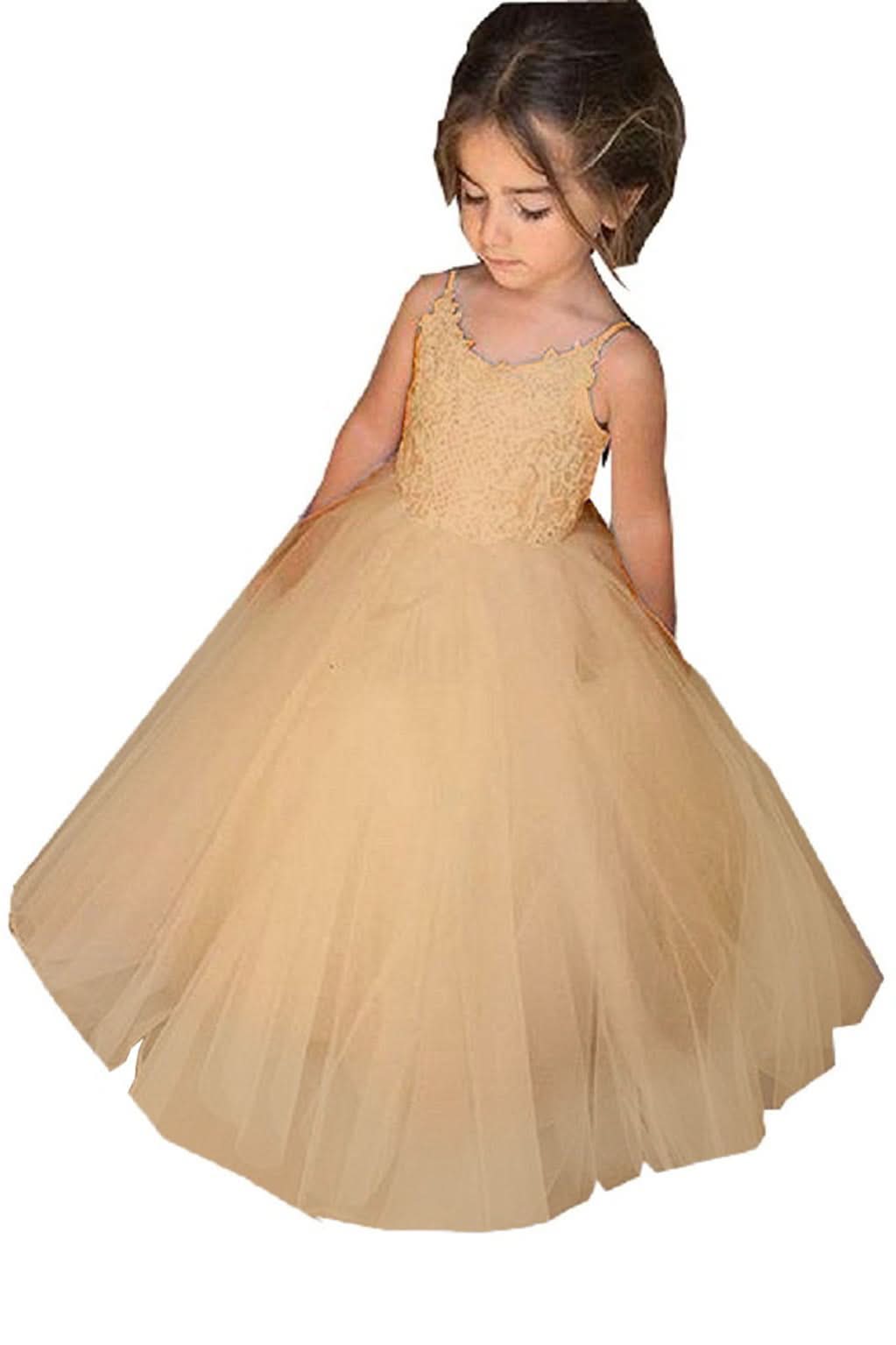 BMbride Square Neckline Sleeveless Ball Gown Flower Girls Dress BMbride