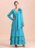 Square Sleeveless Flowers Layers Ankle-Length Dress BMbride