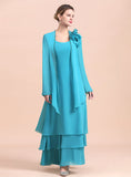 Square Sleeveless Flowers Layers Ankle-Length Dress BMbride