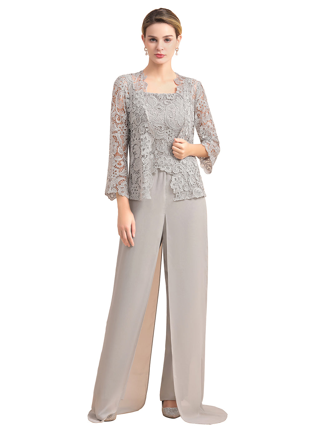 Square Straps Lace Chiffon Jumpsuit BMbride