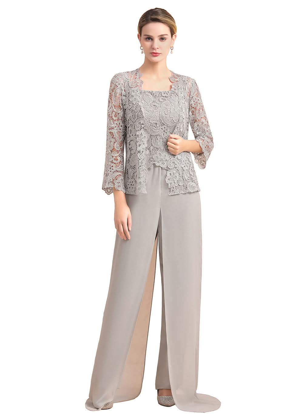 Square Straps Lace Chiffon Jumpsuit BMbride