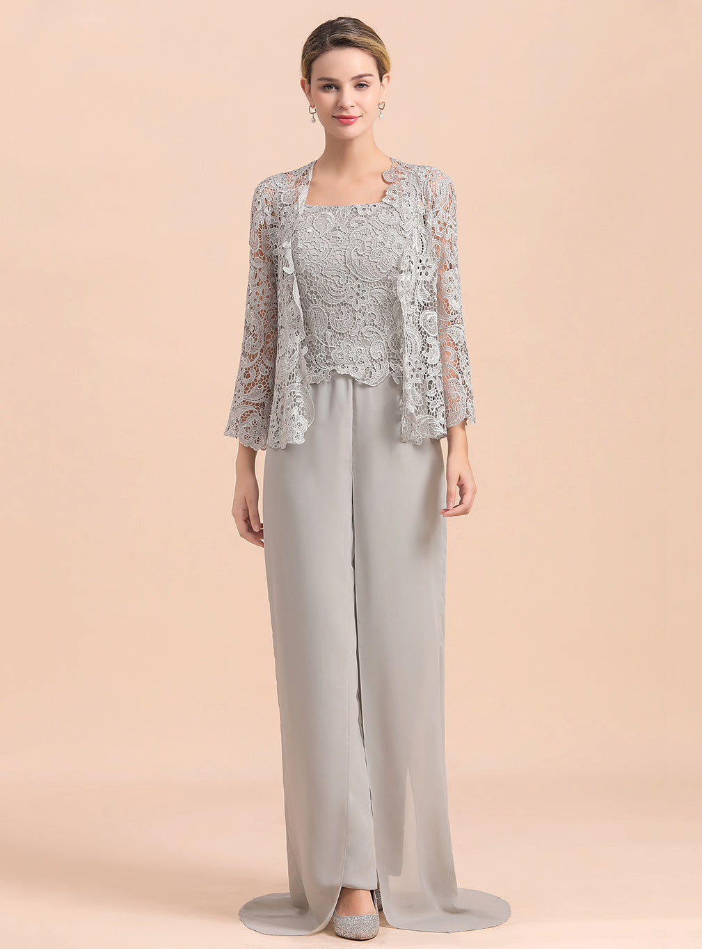 Square Straps Lace Chiffon Jumpsuit BMbride