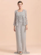 Square Straps Lace Chiffon Jumpsuit BMbride