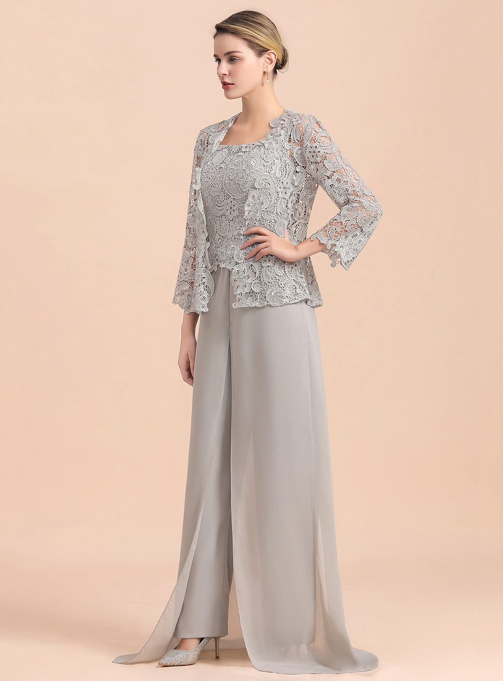Square Straps Lace Chiffon Jumpsuit BMbride