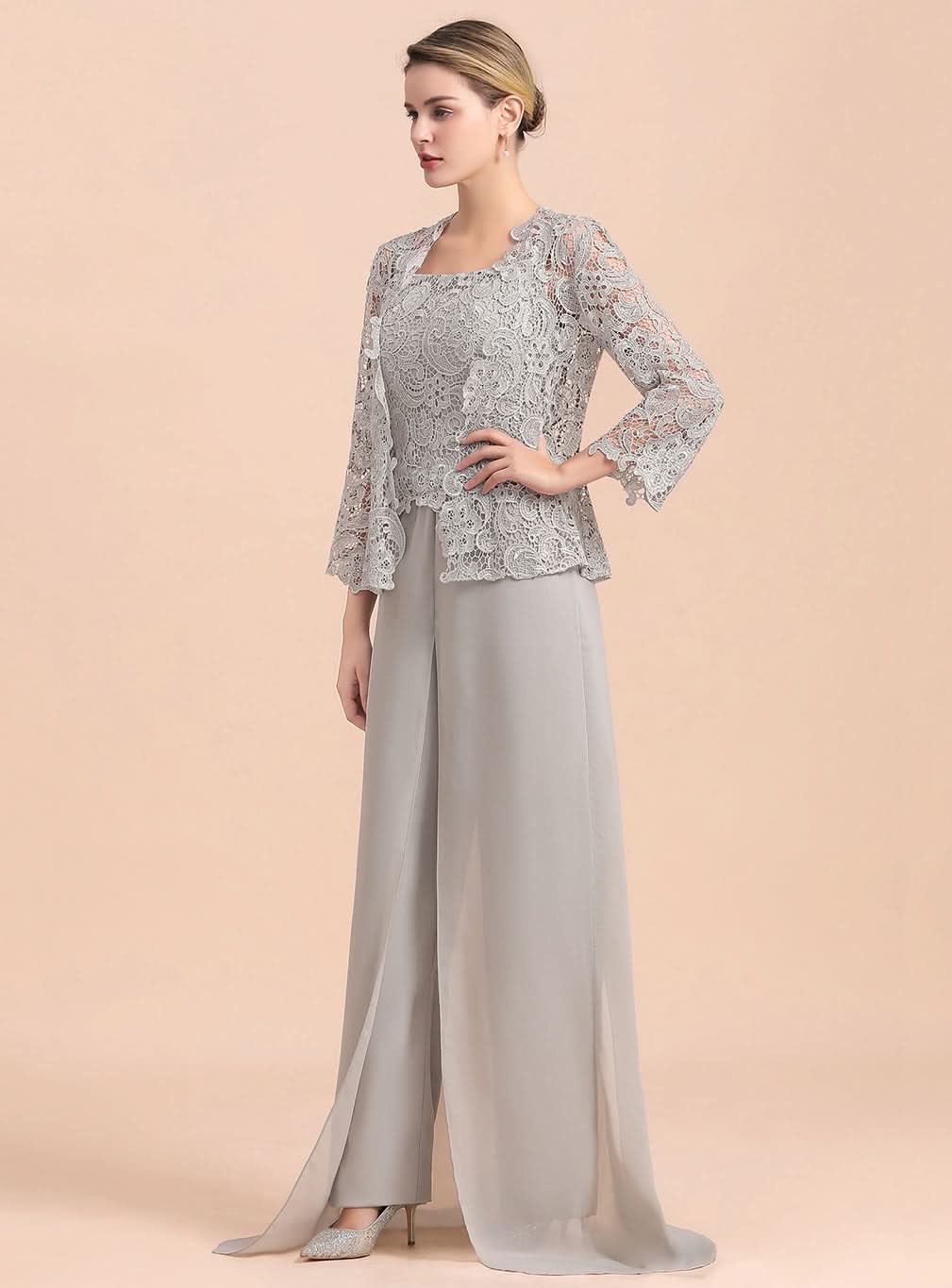Square Straps Lace Chiffon Jumpsuit BMbride