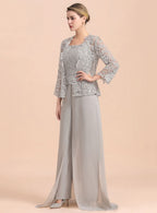 Square Straps Lace Chiffon Jumpsuit BMbride