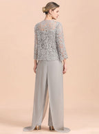 Square Straps Lace Chiffon Jumpsuit BMbride