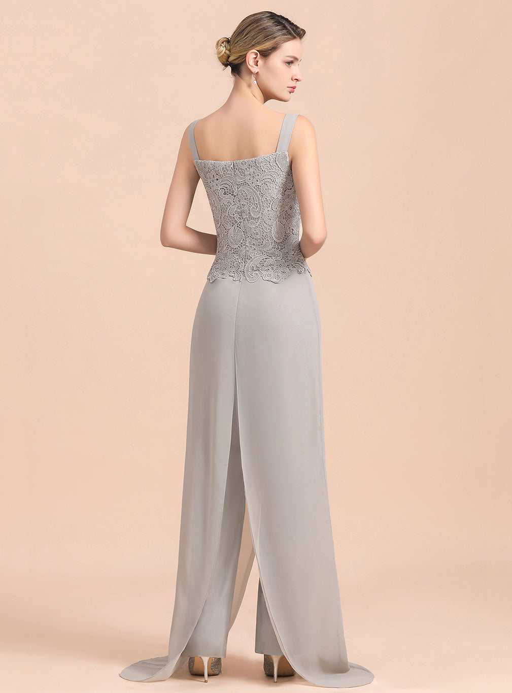 Square Straps Lace Chiffon Jumpsuit BMbride