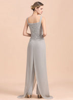Square Straps Lace Chiffon Jumpsuit BMbride