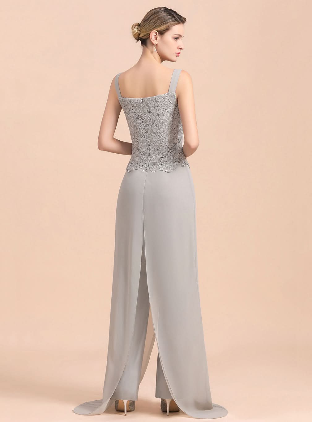 Square Straps Lace Chiffon Jumpsuit BMbride