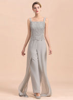Square Straps Lace Chiffon Jumpsuit BMbride