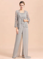 Square Straps Lace Chiffon Jumpsuit BMbride