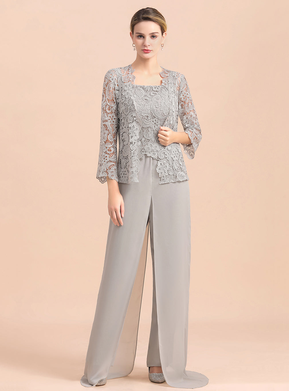 Square Straps Lace Chiffon Jumpsuit BMbride