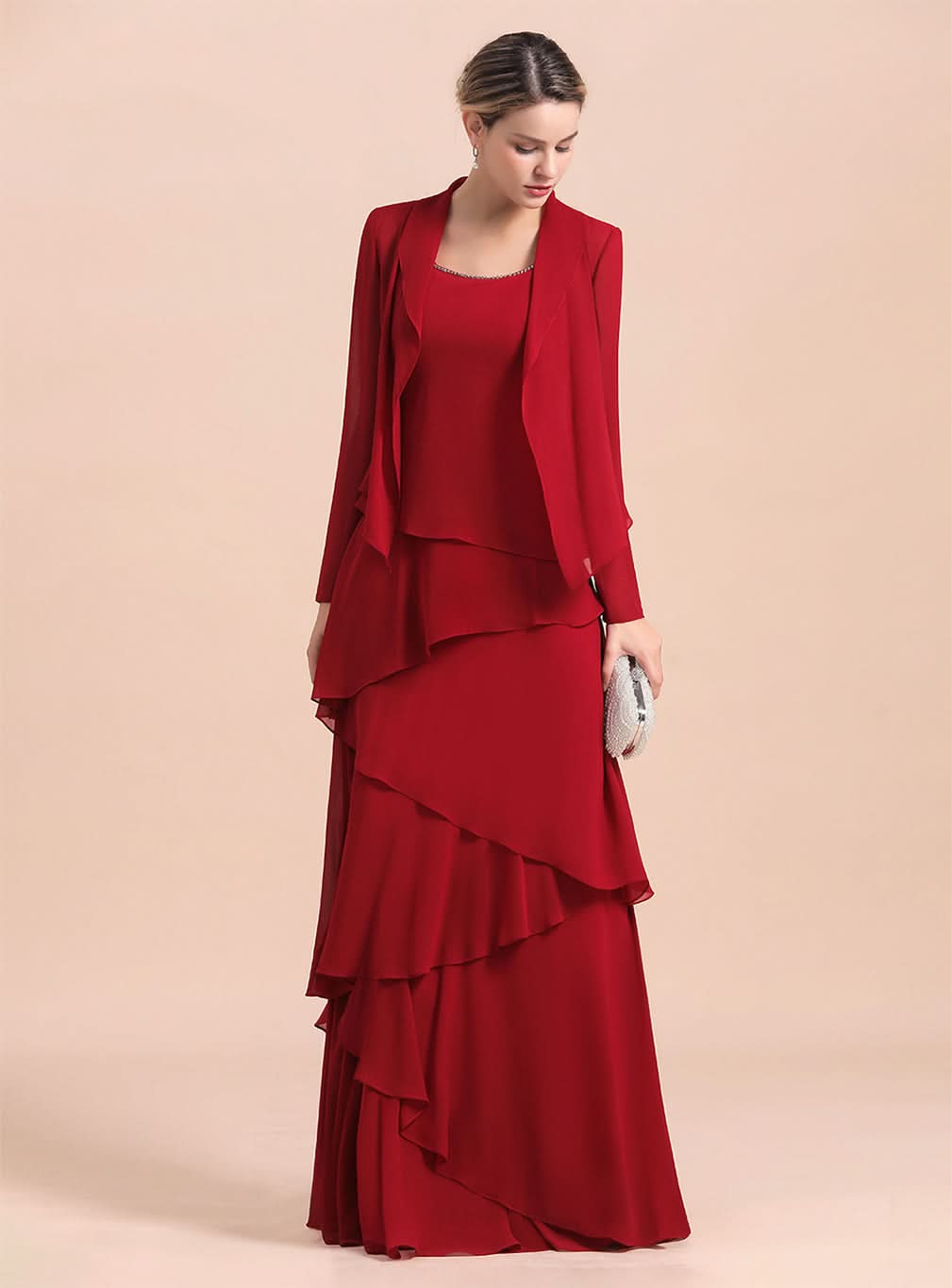 Square Straps Sleeveless Floor-Length Dress BMbride