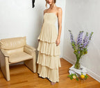 Stunning Strapless Emerald Green Ruffle Multi-Layer Long Prom Dress BM bride