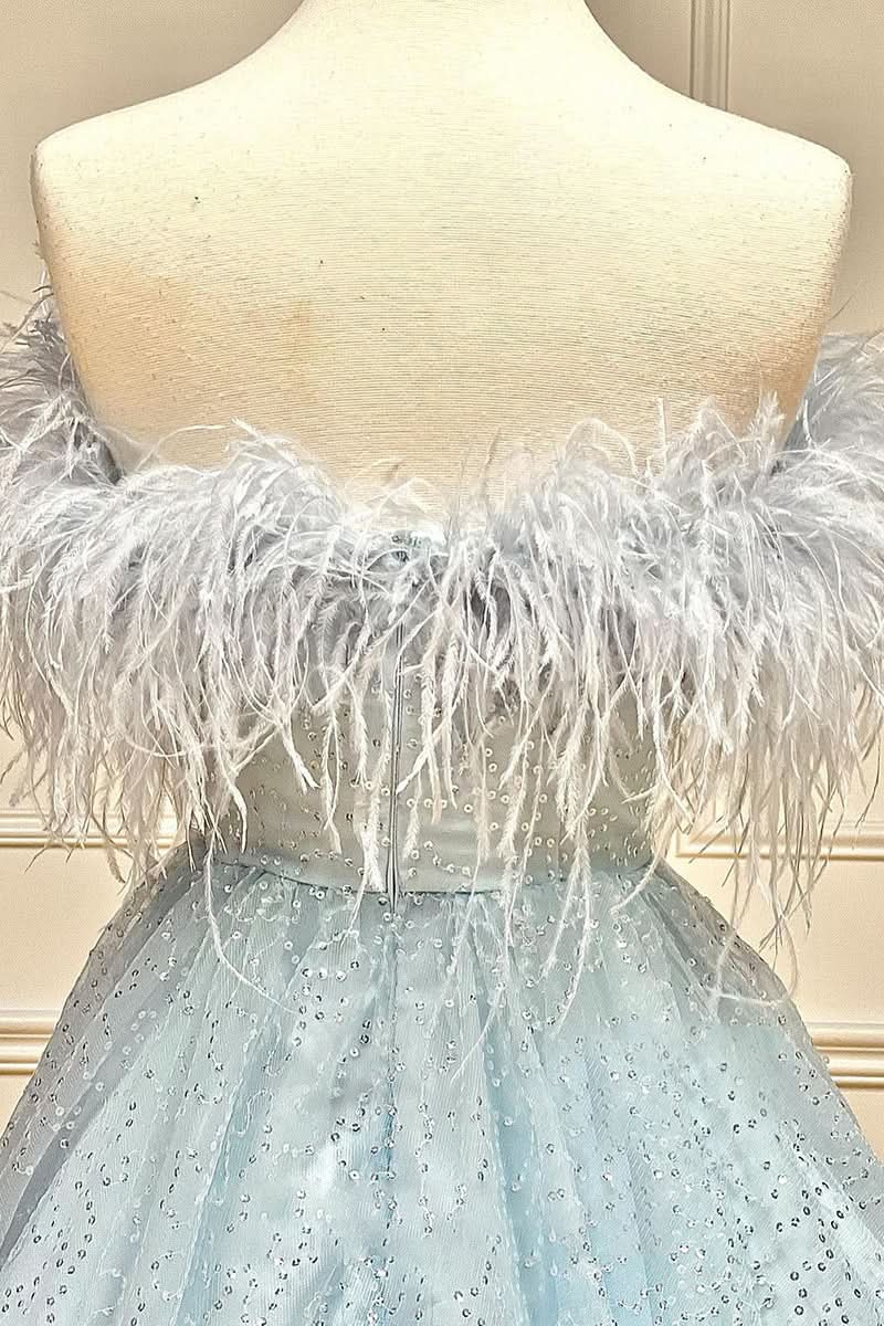 Strapless Feather A-line Cute Homecoming Dress BM bride