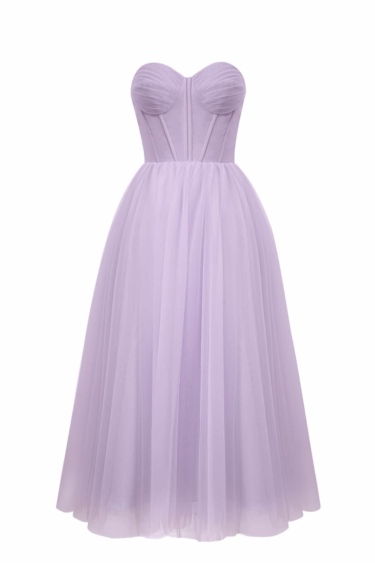 Stylish Strapless Puffy Midi Tulle Dress BM bride