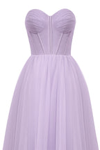 Stylish Strapless Puffy Midi Tulle Dress BM bride