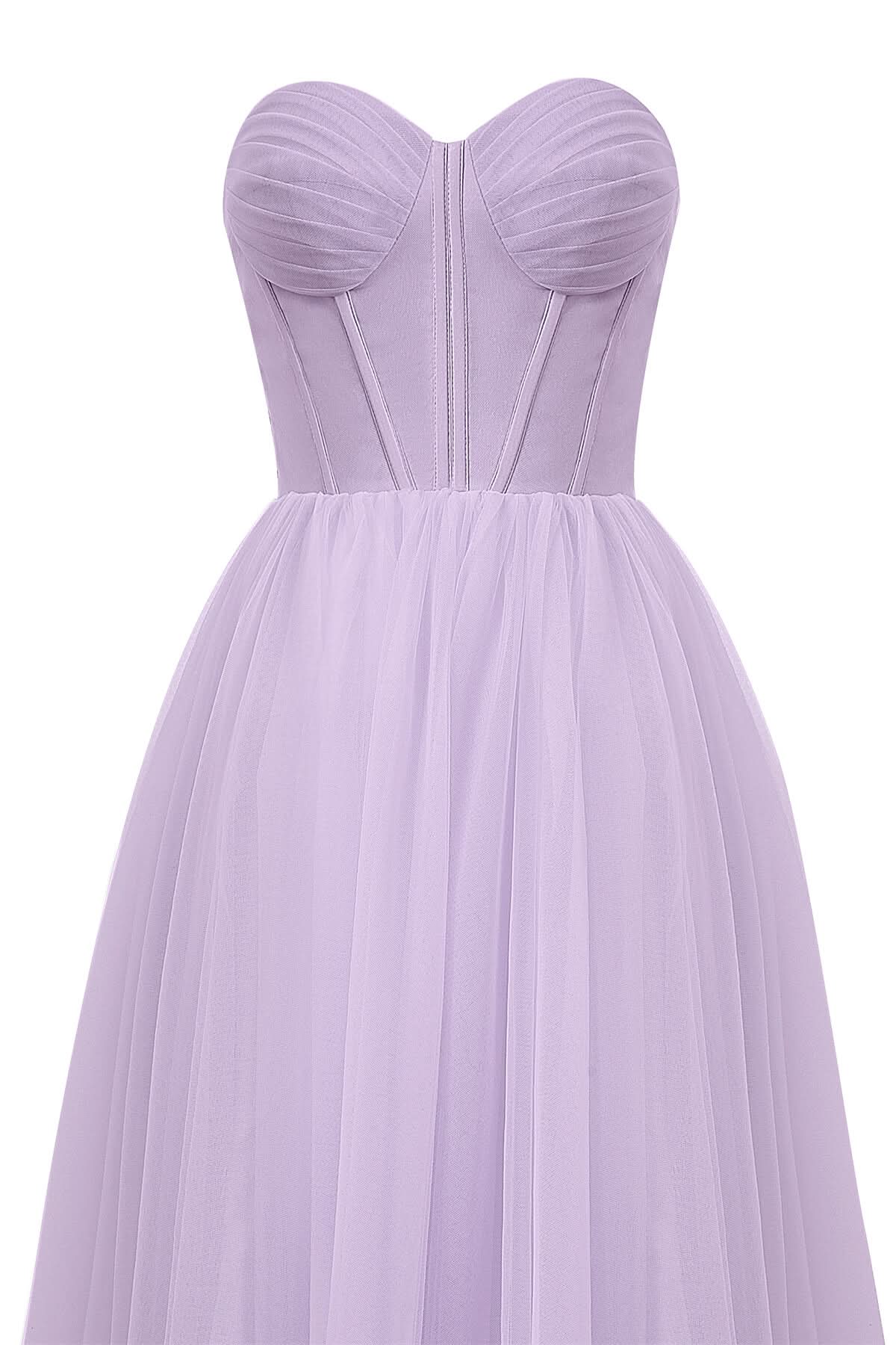 Stylish Strapless Puffy Midi Tulle Dress BM bride