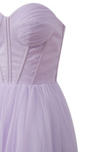Stylish Strapless Puffy Midi Tulle Dress BM bride