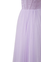 Stylish Strapless Puffy Midi Tulle Dress BM bride