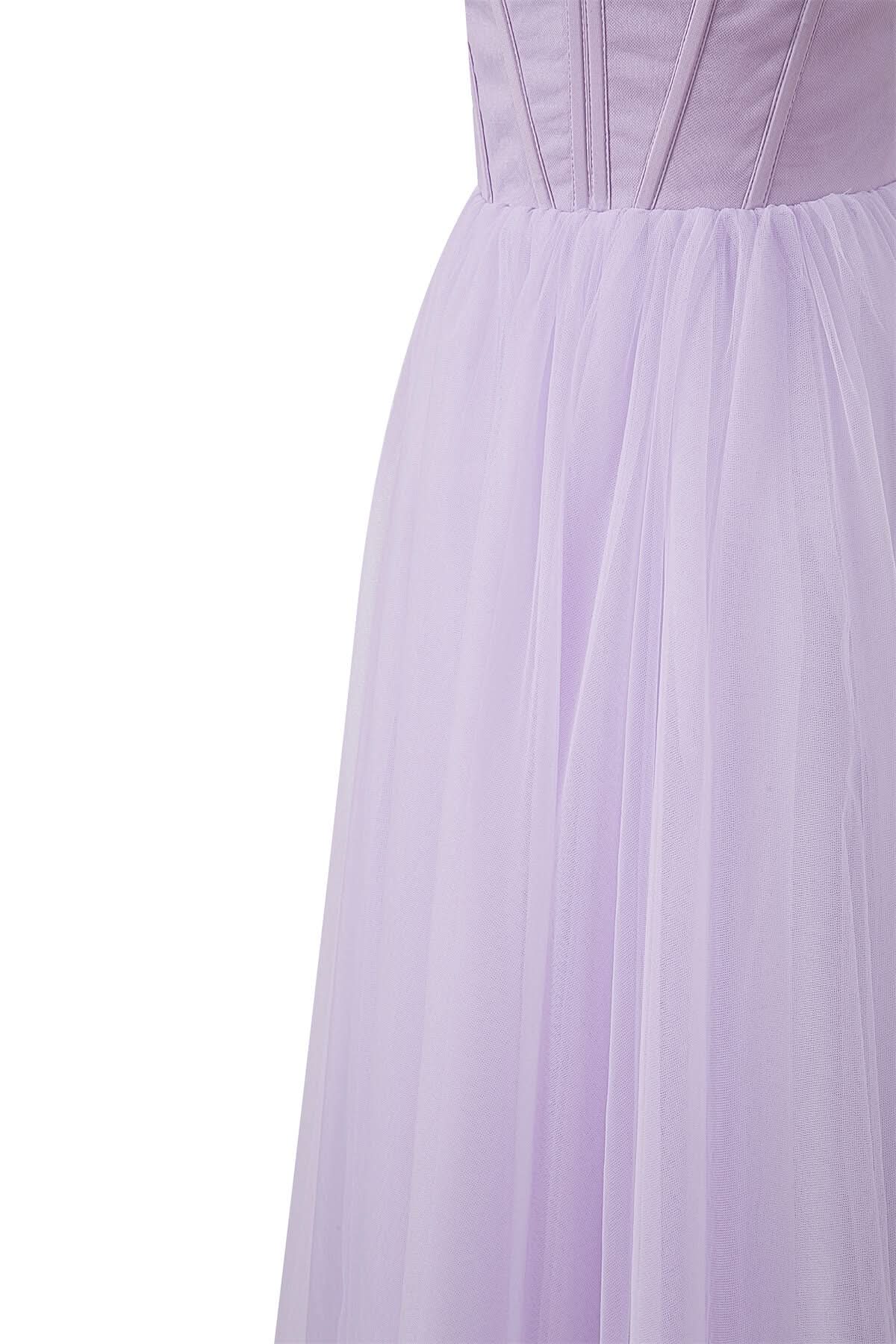 Stylish Strapless Puffy Midi Tulle Dress BM bride
