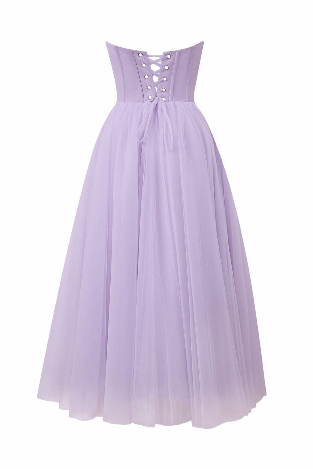 Stylish Strapless Puffy Midi Tulle Dress BM bride