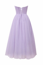 Stylish Strapless Puffy Midi Tulle Dress BM bride