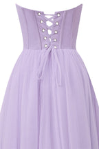 Stylish Strapless Puffy Midi Tulle Dress BM bride