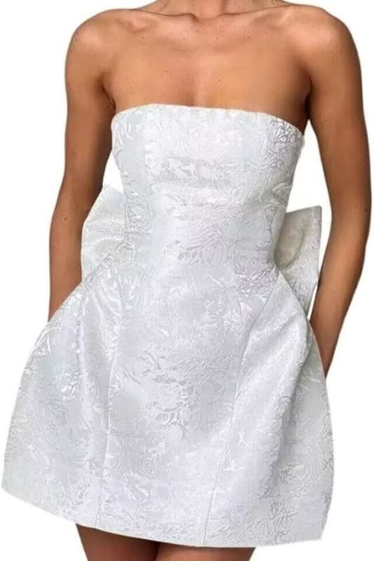 Charming Sleeveless Satin Mini Homecoming Dress with Ruched Bodice and Bow Detail BM bride