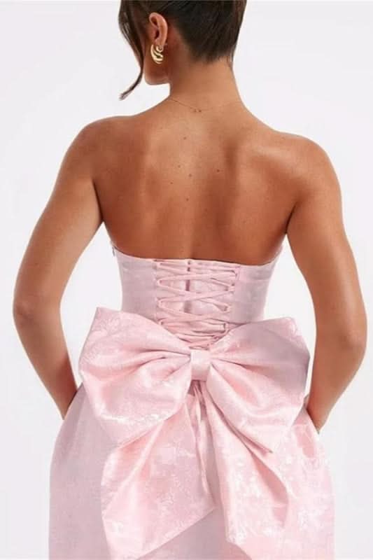 Charming Sleeveless Satin Mini Homecoming Dress with Ruched Bodice and Bow Detail BM bride