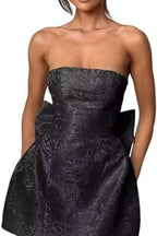 Charming Sleeveless Satin Mini Homecoming Dress with Ruched Bodice and Bow Detail BM bride