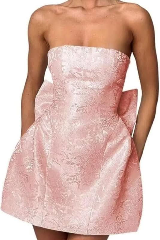 Charming Sleeveless Satin Mini Homecoming Dress with Ruched Bodice and Bow Detail BM bride