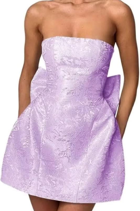 Charming Sleeveless Satin Mini Homecoming Dress with Ruched Bodice and Bow Detail BM bride